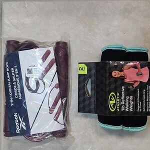 NEW Bundke Workout Reebok Fitness Smart Jump Rope & Athletic Works 1 pnd weights